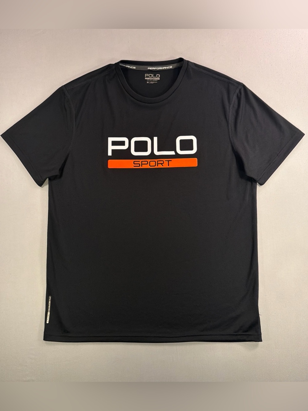 Ralph Lauren Black Tee with Orange Polo Sport Accent